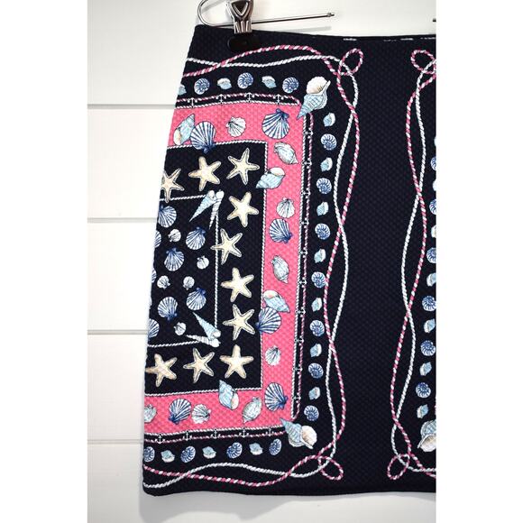 Talbots Skirt Women's Size 8P Seashells Pink Navy Blue Sailor Nautical Petite - Picture 4 of 7